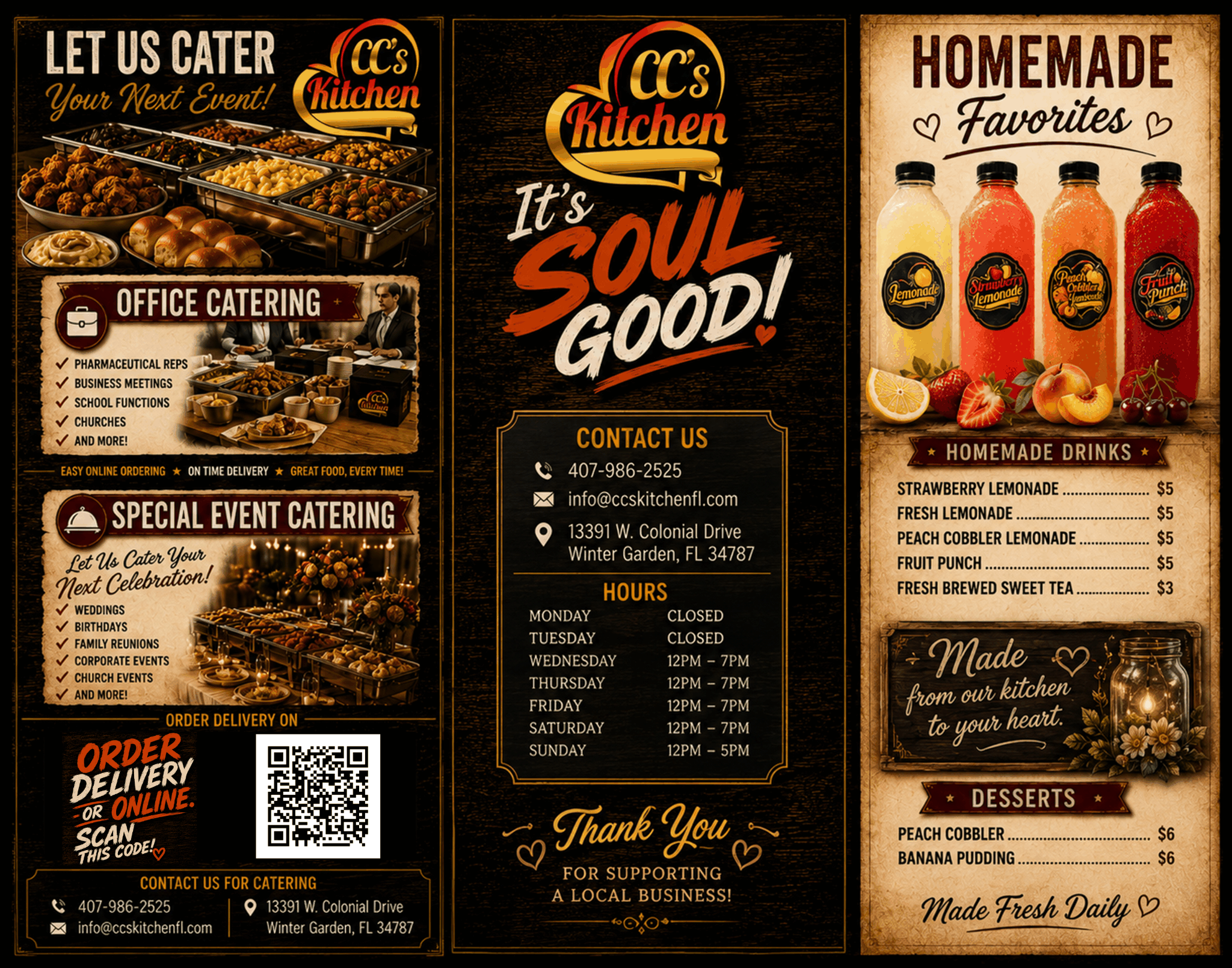 CC's Kitchen Restaurant Menu Front